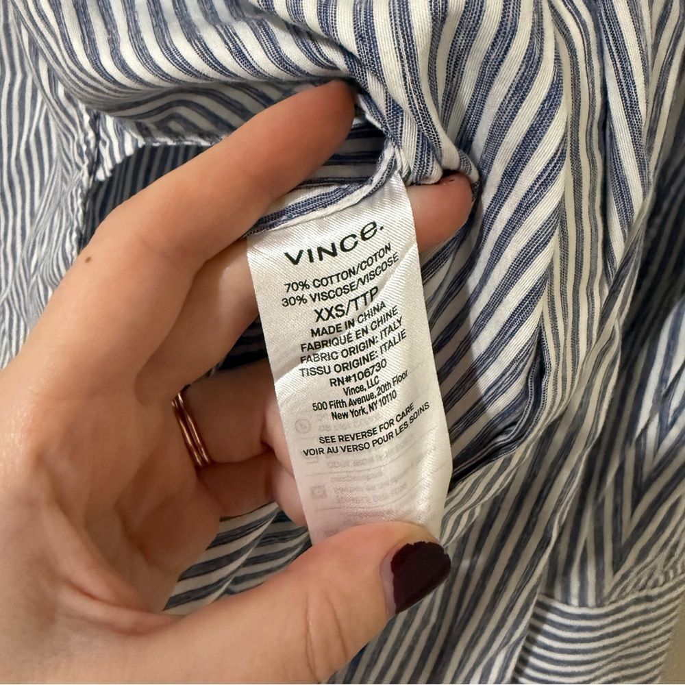 Vince Oversized space dye striped button down Minimalist Coastal Beachy - Picture 4 of 9